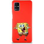 Printify Samsung Galaxy M51 Soft Premier Kapak Sünger Bob Tasarımlı Silikon Cep Telefonu Kılıfı