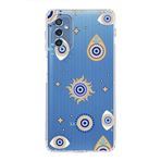 PrintiFy Samsung Galaxy M52 ile Uyumlu 1mm Slim Fit Nazar Boncuğu 5 Baskılı Şeffaf Kılıf