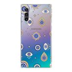 PrintiFy Samsung Galaxy Note 10 ile Uyumlu Nazar Boncuğu 5 Kamera Korumalı Şeffaf Silikon Kılıf