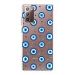 PrintiFy Samsung Galaxy Note 20 ile Uyumlu 1mm Slim Fit Nazar Boncuğu 1 Baskılı Şeffaf Kılıf