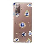 PrintiFy Samsung Galaxy Note 20 ile Uyumlu 1mm Slim Fit Nazar Boncuğu 5 Baskılı Şeffaf Kılıf