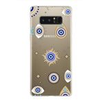 PrintiFy Samsung Galaxy Note 8 ile Uyumlu 1mm Slim Fit Nazar Boncuğu 5 Baskılı Şeffaf Kılıf