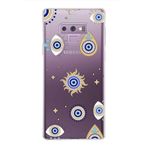 PrintiFy Samsung Galaxy Note 9 ile Uyumlu 1mm Slim Fit Nazar Boncuğu 5 Baskılı Şeffaf Kılıf