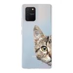 PrintiFy Samsung Galaxy S10 Lite ile Uyumlu Kapak Catface Tasarımlı 1mm Fit Şeffaf Silikon Kılıf