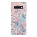 PrintiFy Samsung Galaxy S10 Plus ile Uyumlu Kapak Floral Kırmızı Tasarımlı 1mm Fit Şeffaf Silikon Kılıf