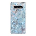 PrintiFy Samsung Galaxy S10 Plus ile Uyumlu Kapak Floral Mavi Tasarımlı 1mm Fit Şeffaf Silikon Kılıf