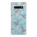 PrintiFy Samsung Galaxy S10 Plus ile Uyumlu Kapak Floral Su Yeşili Tasarımlı 1mm Fit Şeffaf Silikon Kılıf