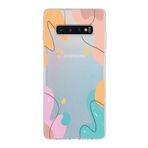 PrintiFy Samsung Galaxy S10 Plus ile Uyumlu Kapak Karışık Renkler Tasarımlı 1mm Fit Şeffaf Silikon Kılıf