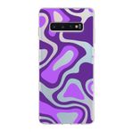 PrintiFy Samsung Galaxy S10 Plus ile Uyumlu Kapak Renkli Desen F Mor Tasarımlı 1mm Fit Şeffaf Silikon Kılıf