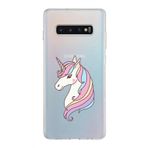PrintiFy Samsung Galaxy S10 Plus ile Uyumlu Kapak Unicorn Tasarımlı 1mm Fit Şeffaf Silikon Kılıf