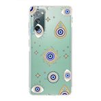 PrintiFy Samsung Galaxy S20 FE ile Uyumlu 1mm Slim Fit Nazar Boncuğu 5 Baskılı Şeffaf Kılıf