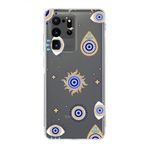 PrintiFy Samsung Galaxy S20 Ultra ile Uyumlu 1mm Slim Fit Nazar Boncuğu 5 Baskılı Şeffaf Kılıf