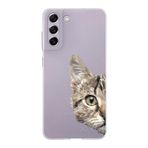 PrintiFy Samsung Galaxy S21 FE ile Uyumlu Kapak Catface Tasarımlı 1mm Fit Şeffaf Silikon Kılıf