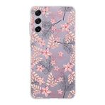 PrintiFy Samsung Galaxy S21 FE ile Uyumlu Kapak Floral Kırmızı Tasarımlı 1mm Fit Şeffaf Silikon Kılıf