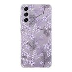 PrintiFy Samsung Galaxy S21 FE ile Uyumlu Kapak Floral Lila Tasarımlı 1mm Fit Şeffaf Silikon Kılıf