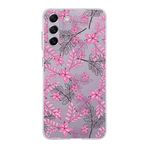 PrintiFy Samsung Galaxy S21 FE ile Uyumlu Kapak Floral Pembe Tasarımlı 1mm Fit Şeffaf Silikon Kılıf