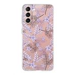 PrintiFy Samsung Galaxy S21 ile Uyumlu Kapak Floral Lila Tasarımlı 1mm Fit Şeffaf Silikon Kılıf