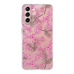 PrintiFy Samsung Galaxy S21 ile Uyumlu Kapak Floral Pembe Tasarımlı 1mm Fit Şeffaf Silikon Kılıf
