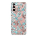 PrintiFy Samsung Galaxy S21 ile Uyumlu Kapak Floral Su Yeşili Tasarımlı 1mm Fit Şeffaf Silikon Kılıf