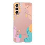 PrintiFy Samsung Galaxy S21 ile Uyumlu Kapak Karışık Renkler Tasarımlı 1mm Fit Şeffaf Silikon Kılıf