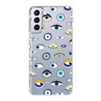 PrintiFy Samsung Galaxy S21 Plus ile Uyumlu 1mm Slim Fit Nazar Boncuğu 2 Baskılı Şeffaf Kılıf