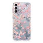 PrintiFy Samsung Galaxy S21 Plus ile Uyumlu Kapak Floral Kırmızı Tasarımlı 1mm Fit Şeffaf Silikon Kılıf