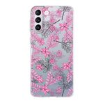 PrintiFy Samsung Galaxy S21 Plus ile Uyumlu Kapak Floral Pembe Tasarımlı 1mm Fit Şeffaf Silikon Kılıf