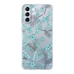 PrintiFy Samsung Galaxy S21 Plus ile Uyumlu Kapak Floral Su Yeşili Tasarımlı 1mm Fit Şeffaf Silikon Kılıf