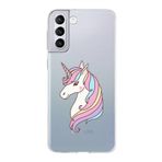 PrintiFy Samsung Galaxy S21 Plus ile Uyumlu Kapak Unicorn Tasarımlı 1mm Fit Şeffaf Silikon Kılıf