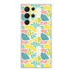 PrintiFy Samsung Galaxy S21 Ultra ile Uyumlu Kapak Memphis Desen - 3 Tasarımlı 1mm Fit Şeffaf Silikon Kılıf