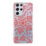 PrintiFy Samsung Galaxy S21 Ultra ile Uyumlu Kapak Nostalji Desen - E Tasarımlı 1mm Fit Şeffaf Silikon Kılıf