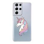 PrintiFy Samsung Galaxy S21 Ultra ile Uyumlu Kapak Unicorn Tasarımlı 1mm Fit Şeffaf Silikon Kılıf