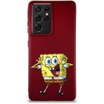 Printify Samsung Galaxy S21 Ultra Soft Premier Kapak Sünger Bob Tasarımlı Silikon Cep Telefonu Kılıfı