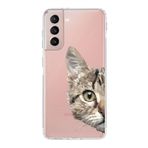 PrintiFy Samsung Galaxy S21 Uyumlu Kamera Korumalı Kapak Catface Tasarımlı Şeffaf Silikon Kılıf