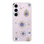 PrintiFy Samsung Galaxy S23 ile Uyumlu 1mm Slim Fit Nazar Boncuğu 5 Baskılı Şeffaf Kılıf
