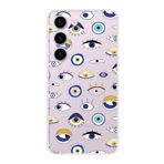 PrintiFy Samsung Galaxy S23 Plus ile Uyumlu 1mm Slim Fit Nazar Boncuğu 2 Baskılı Şeffaf Kılıf