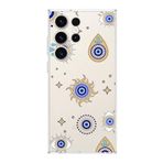 PrintiFy Samsung Galaxy S23 Ultra ile Uyumlu 1mm Slim Fit Nazar Boncuğu 5 Baskılı Şeffaf Kılıf