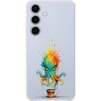 PrintiFy Samsung Galaxy S25 Fe ile Uyumlu Splash Ahtapot Tasarımlı Şeffaf Silikon Kılıf - 051a