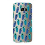 PrintiFy Samsung Galaxy S7 Edge ile Uyumlu 1mm Slim Fit Nazar Boncuğu 4 Baskılı Şeffaf Kılıf