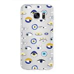 PrintiFy Samsung Galaxy S7 ile Uyumlu 1mm Slim Fit Nazar Boncuğu 2 Baskılı Şeffaf Kılıf