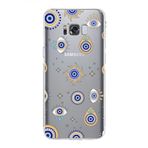 PrintiFy Samsung Galaxy S8 Plus ile Uyumlu Nazar Boncuğu 5 Kamera Korumalı Şeffaf Silikon Kılıf