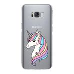 PrintiFy Samsung Galaxy S8 Plus Uyumlu Kamera Korumalı Kapak Unicorn Tasarımlı Şeffaf Kılıf