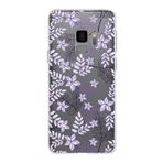 PrintiFy Samsung Galaxy S9 ile Uyumlu Kapak Floral Lila Tasarımlı 1mm Fit Şeffaf Silikon Kılıf