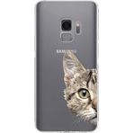 PrintiFy Samsung Galaxy S9 Uyumlu Kamera Korumalı Kapak Catface Tasarımlı Şeffaf Silikon Kılıf
