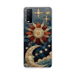 PrintiFy Vivo Y20 ile Uyumlu Vitray Sol ve Luna Tasarımlı Şeffaf Silikon Kılıf