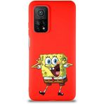 PrintiFy Xiaomi Mi 10T Pro Soft Premier Kapak Sünger Bob Tasarımlı Silikon Cep Telefonu Kılıfı