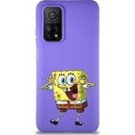 Printify Xiaomi Mi 10T Soft Premier Kapak Sünger Bob Tasarımlı Silikon Cep Telefonu Kılıfı