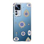 PrintiFy Xiaomi Mi 12T Pro ile Uyumlu 1mm Slim Fit Nazar Boncuğu 5 Baskılı Şeffaf Kılıf