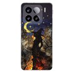 PrintiFy Xiaomi Mi 14 ile Uyumlu Vitray Cadı Saati Tasarımlı Şeffaf Silikon Kılıf