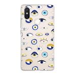 PrintiFy Xiaomi Mi 8 SE ile Uyumlu 1mm Slim Fit Nazar Boncuğu 2 Baskılı Şeffaf Kılıf